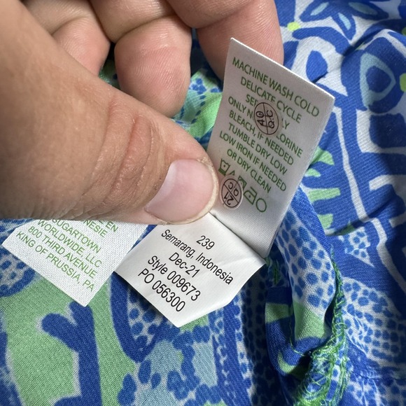 Lilly Pulitzer Dress Extra Small Blue Green Maribeth Coverup Cabana Green Keepin - Picture 9 of 11